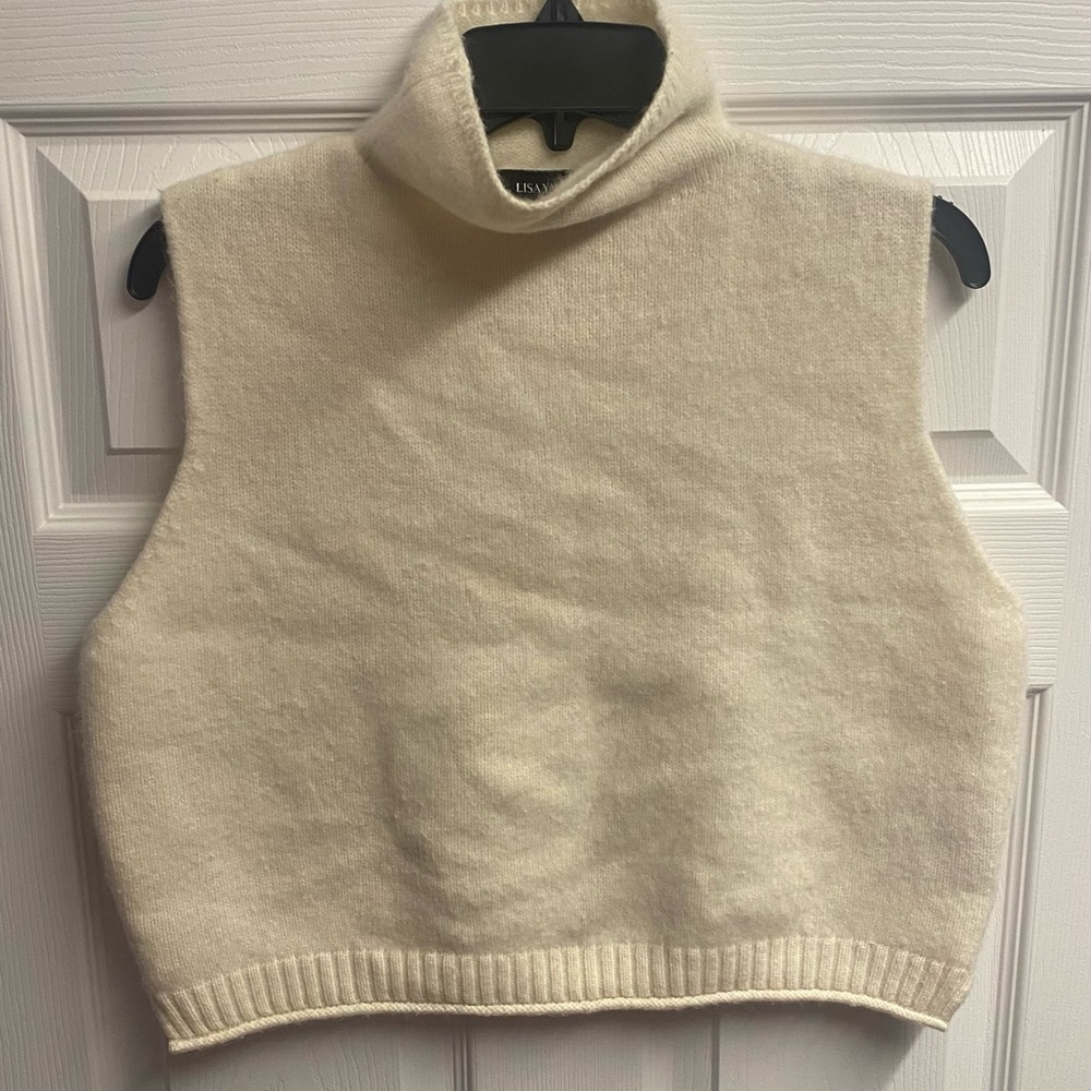 Ivory Sleeveless Turtleneck Sweater